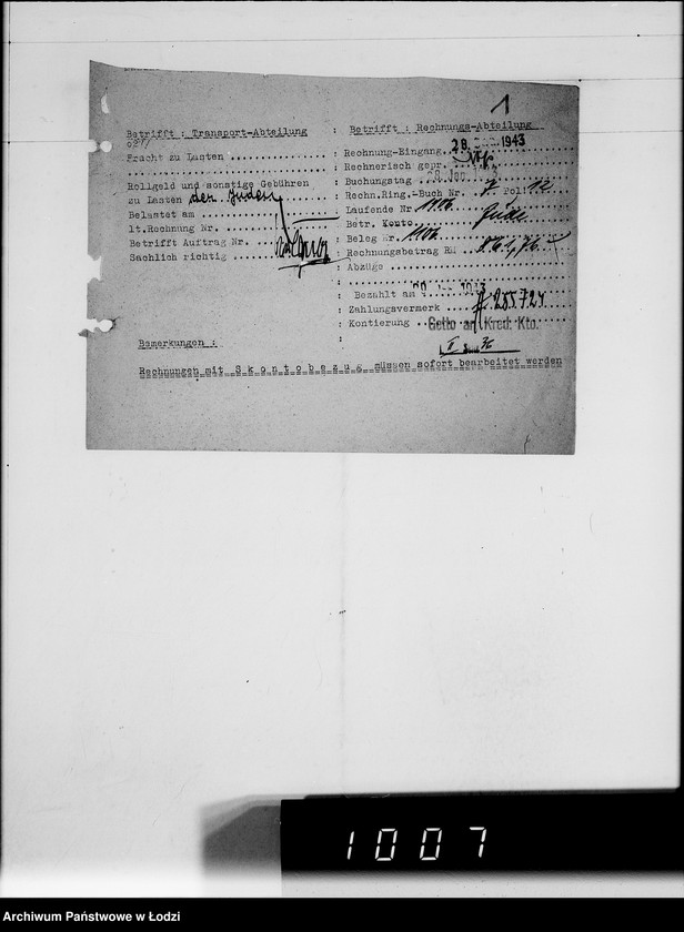 Obraz 5 z jednostki "Hermann Zeidler [rachunki za usługi transportowe dla Getta]"