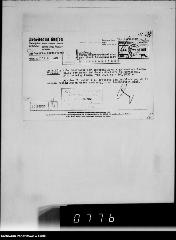 Obraz 14 z jednostki "Sonderkonto 12300. Arbeitsamt Gnesen, Arbeitsamt Hohensalza Judenlager: Montwy- (Kreis Hohensalza), Grossendorf-(Kreis Hohensalza), Bilsko, Mogilno, Olscha, Bornheim u.Schlabau, Wiesengrund, Hinterwalden, Neuwelt."