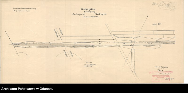 image.from.unit.number "Eisenbahn Direktionsbezirk Danzig. Strecke: Schönsee - Osterode. Streckenplan. Gemarkung Wartengowko / Wartengowo. Zustand vom Oktober 1908"