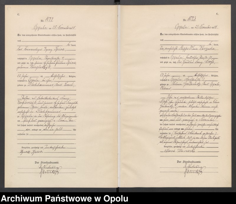 Obraz 11 z jednostki "[Rejestr zgonów] 1918 Tom III Nr 1010-1124"