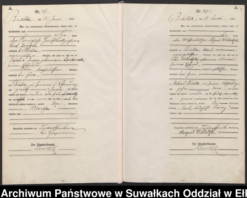 image.from.unit.number "[Geburts-Haupt-Register des Königlichen Preussischen Standes-Amtes Bialla Kreis Johannisburg]"