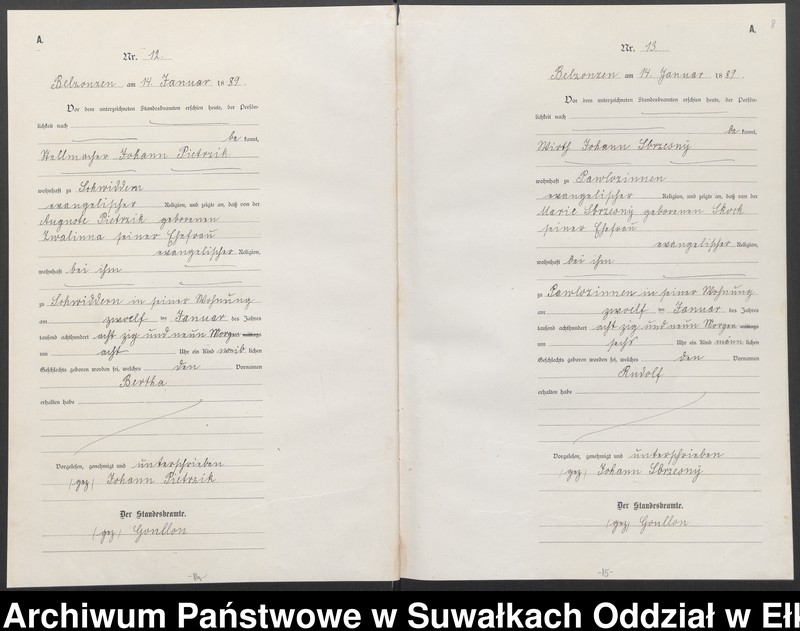 image.from.unit.number "[Geburts-Neben-Register des Königlichen Preussischen Standes-Amtes Belzonzen Kreis Johannisburg]"