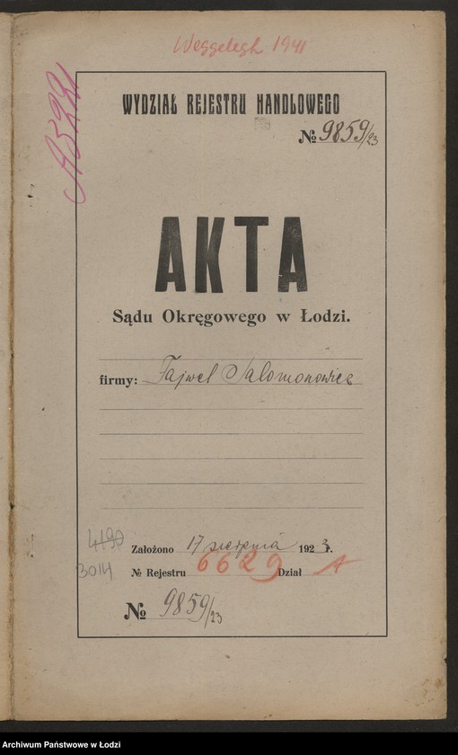 Obraz 2 z jednostki "Fajwel Salomonowicz- wyrób chustek i towarów manufakturowych"