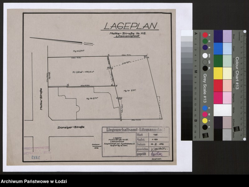 Obraz 1 z jednostki "Lageplan Moltke Straße Nr 115 Litzmannstadt"