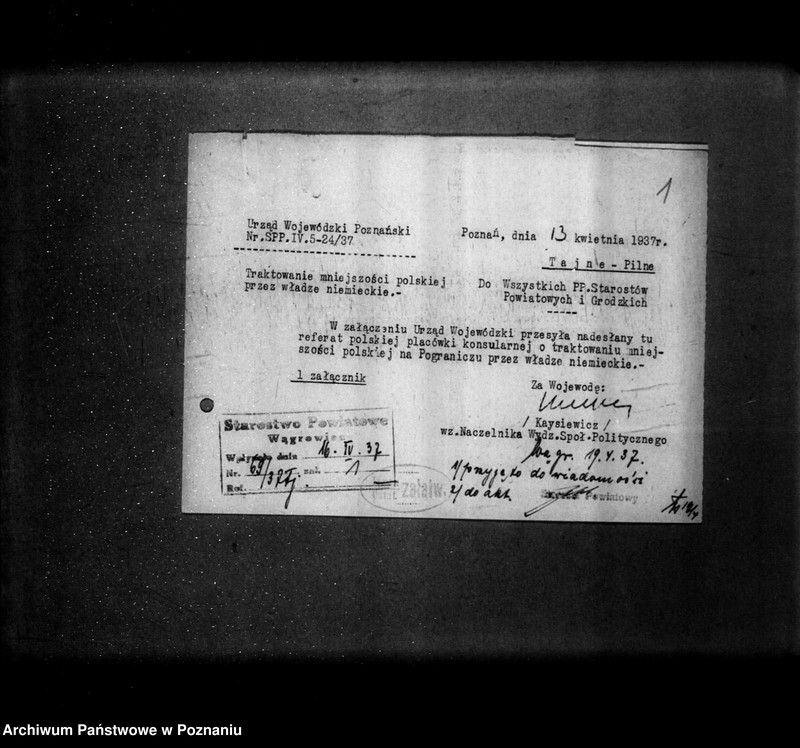 Obraz 5 z jednostki "/Potraktowanie mniejszości polskiej przez niemieckie - referat polskiej placówki konsularnej/"