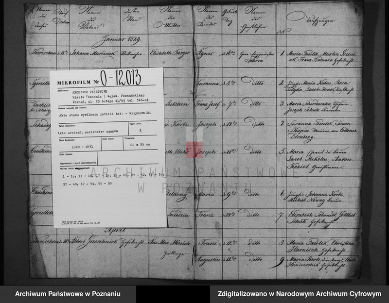Obraz z zespołu "Akta stanu cywilnego Parafii Rzymskokatolickiej Krzyżowniki (pow. kępińskii)"
