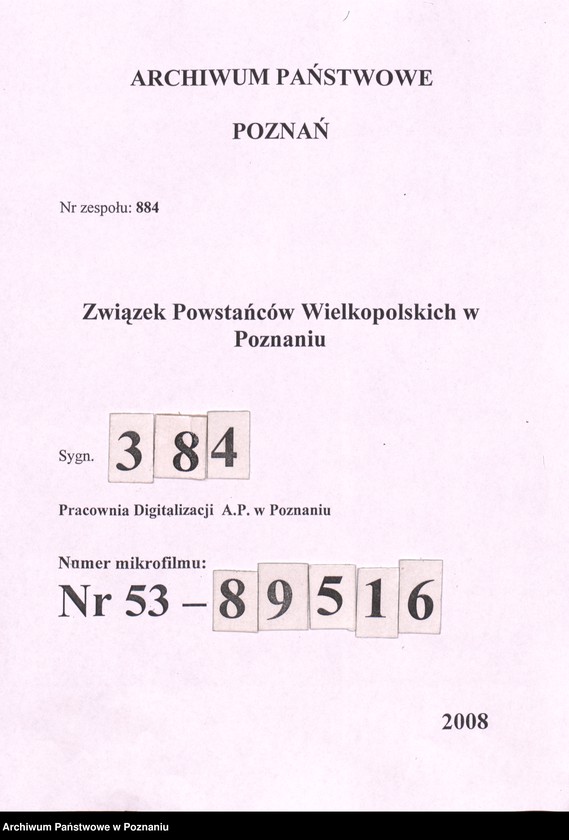Obraz 1 z jednostki "Współdziałanie Zarządu Głównego Związku Powstańców Wielkopolskich z kołami: 1. Leszno [1947] 2. Łowyń [1946] 3. Margonin [1946-1948] 4. Miejska Górka [1949] 5. Mieszków [1946-1947] 6. Międzychód [1946-1948] 7. Mogilno [1946-1947] 8. Mosina [1946] 9. Mrocza [1947] 10. Nakło [1945-1949] 11. Oborniki [1947] 12. Osieczna [1948] 13. Ostrów Wielkopolski [1946-1947] 14. Piaski [1948] 15. Pleszew [1947-1948] 16. Podolin [1947-1948]"