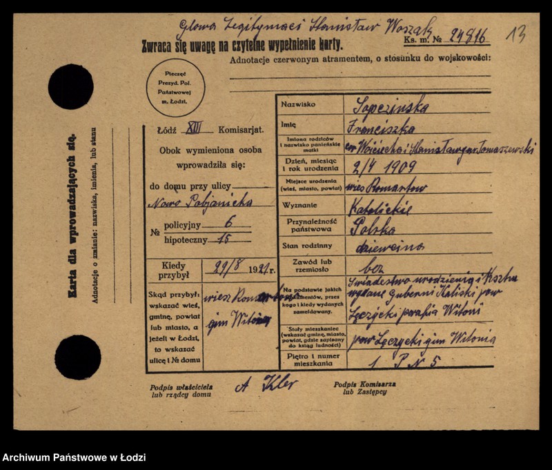 Obraz 15 z jednostki "[Spis ludności Łodzi] Sobczewska-Sobkowski"