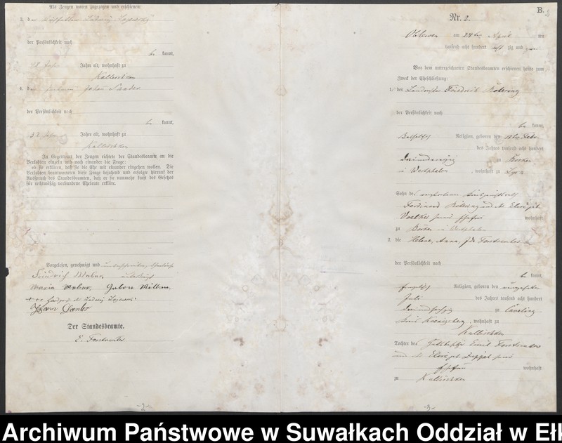 image.from.unit.number "[Heiraths-Haupt-Register des Königlich Preussischen Standes-Amtes Kallischken Kreis Johannisburg]"