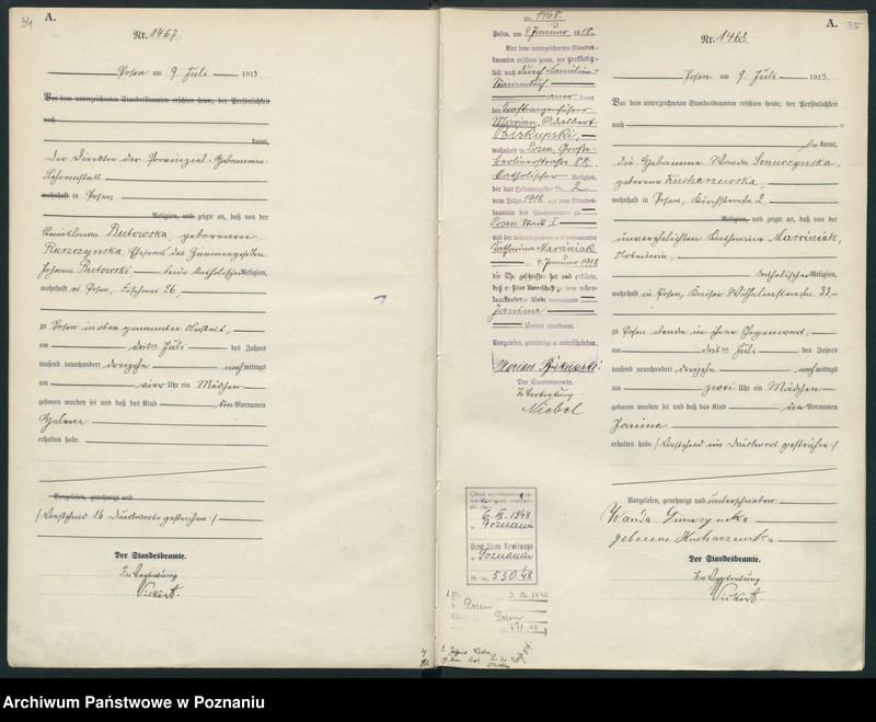 Obraz 20 z jednostki "Księga miejscowa urodzeń tom IV [Rejestr główny urodzeń]"