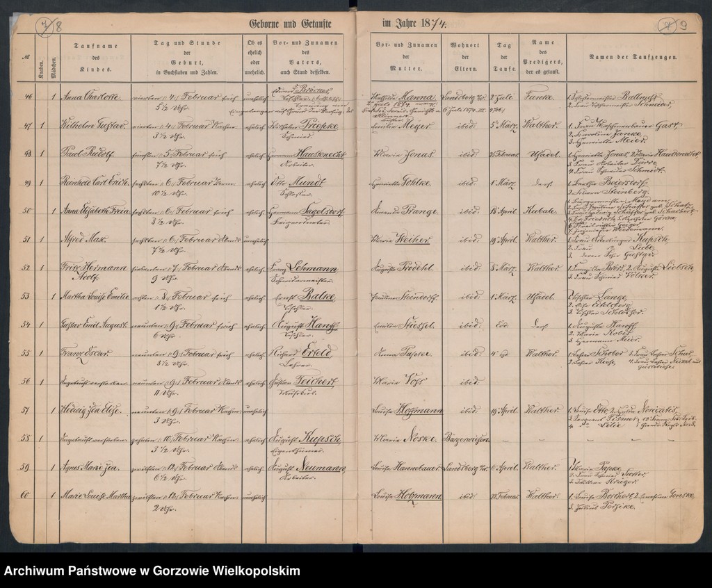 image.from.unit.number "Duplikate der Hauptkirche Landsberg an der Warthe (zawiera także Concordienkirchen-Gemeinde in Verbindung mit der reformirten und Militair-Gemeinde dotyczących zgonów w 1874 r.)"