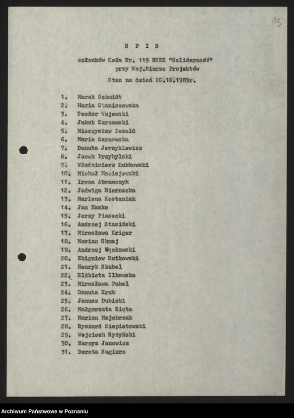 Obraz 16 z jednostki "NSZZ "Solidarność" - protokoły z posiedzeń Komisji Zakładowej z lat 1989-1991"