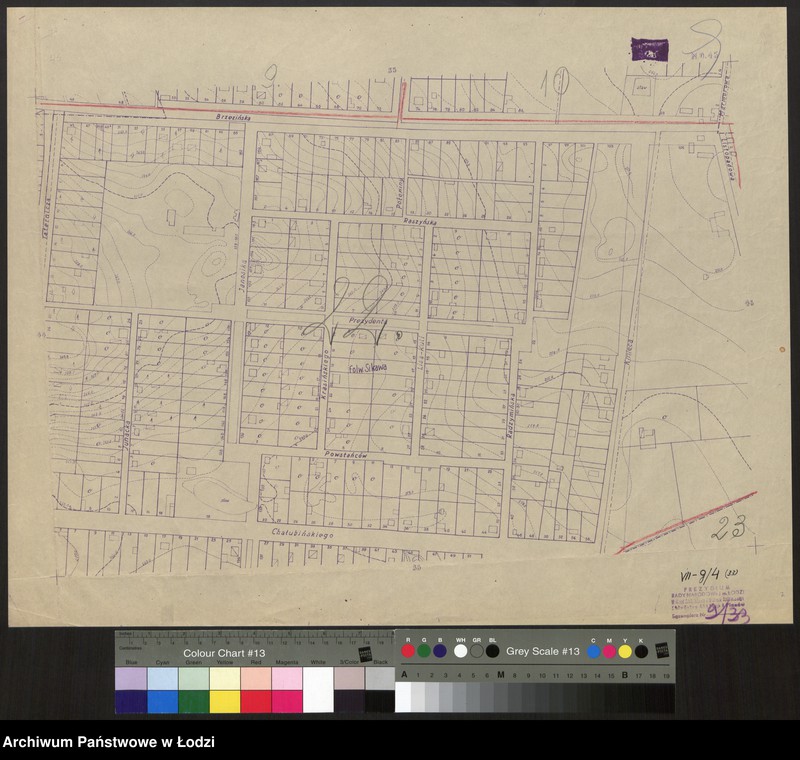 Obraz 1 z jednostki "Plan m. Łodzi 1:2000 z oznaczeniem podziału miasta na Obwody Komitetów Blokowych. Sekcja NO45"