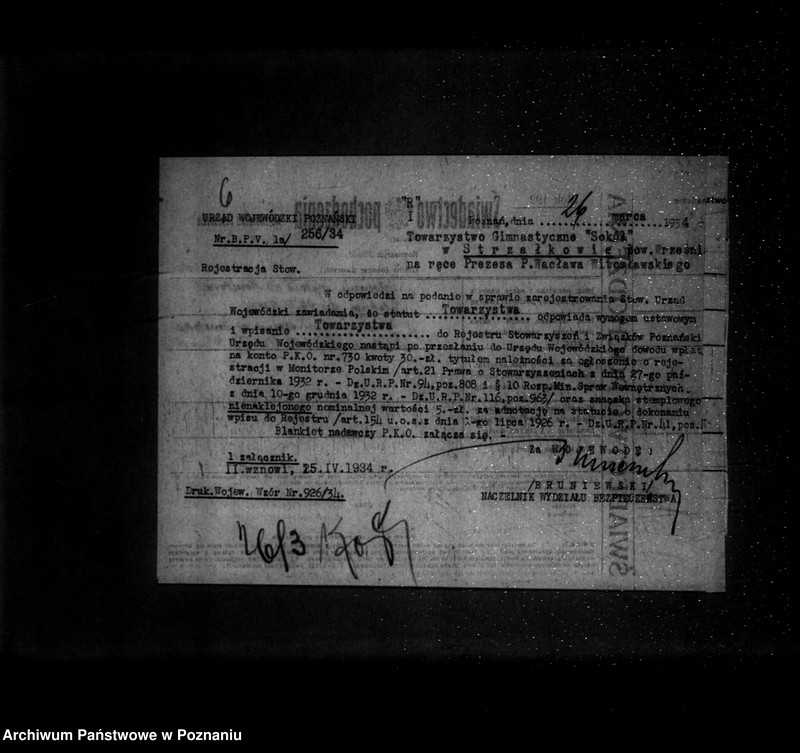 Obraz 10 z jednostki "/Towarzystwo Gimnastyczne „Sokół" w Strzałkowie powiat Września - rejestracja/"