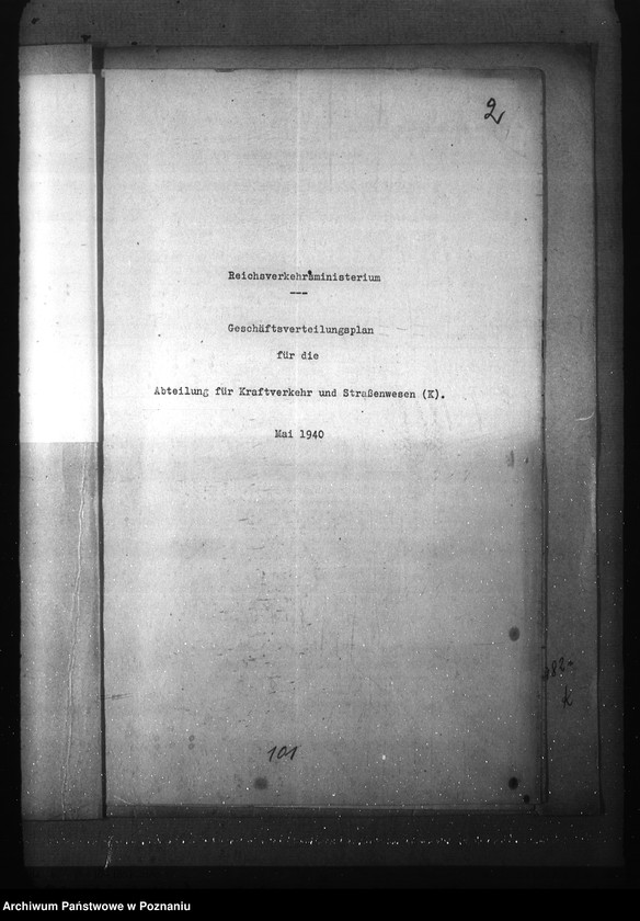 Obraz 6 z jednostki "Podział czynności dla Abteilung für Kraftverkehr und Strassenwesen w Reichsverkehrministerium"