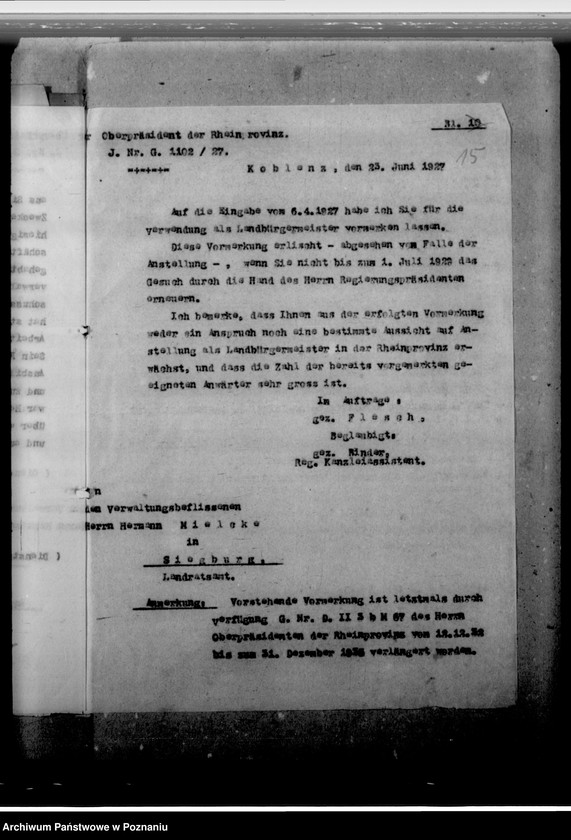 Obraz 19 z jednostki "Milke, Hermann, Verwaltungsangestellter"