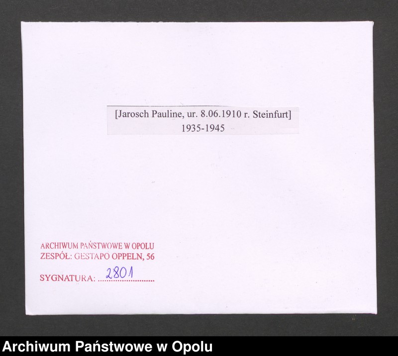 Obraz 2 z jednostki "[Jarosch Pauline, ur. 8.06.1910 r. Steinfurt]"
