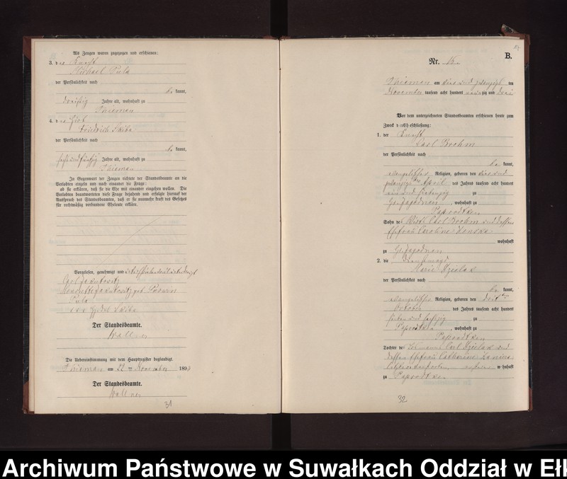 image.from.unit.number "Heiraths-Neben-Register des Preussischen Standes-Amtes Rydzewen Kreis Loetzen"