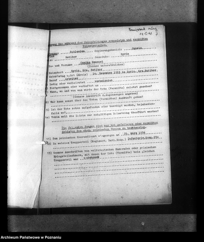 Obraz 11 z jednostki "Amtliche Meldungen Kreis Ratibor O/ S (Raciborz)"