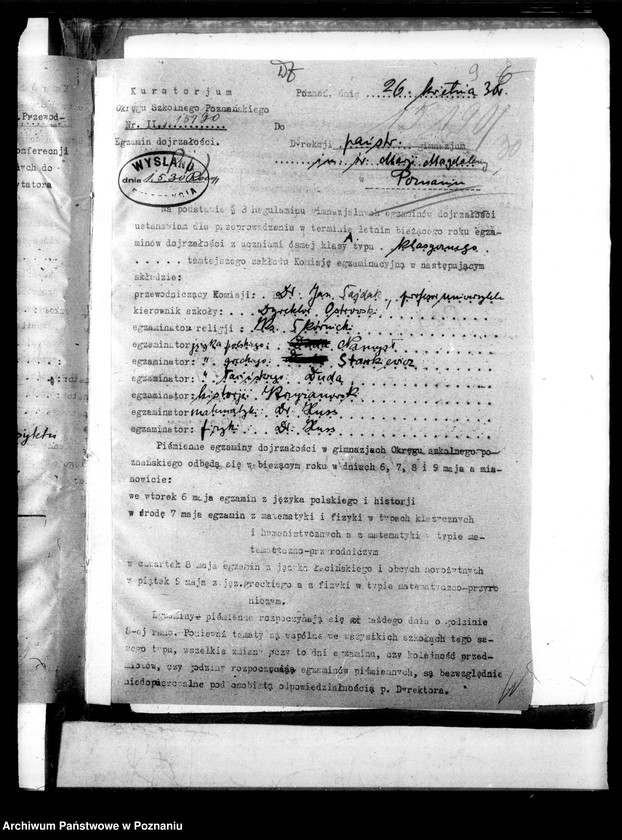 Obraz 13 z jednostki "Państwowe Gimnazjum imienia Marii Magdaleny w Poznaniu [lista uczniów dopuszczonych do matury]"