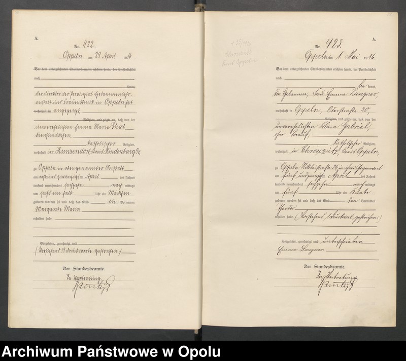 image.from.unit.number "Urząd stanu Cywilnego Opole Księga Urodzeń Rok 1916 396-793 t.2"