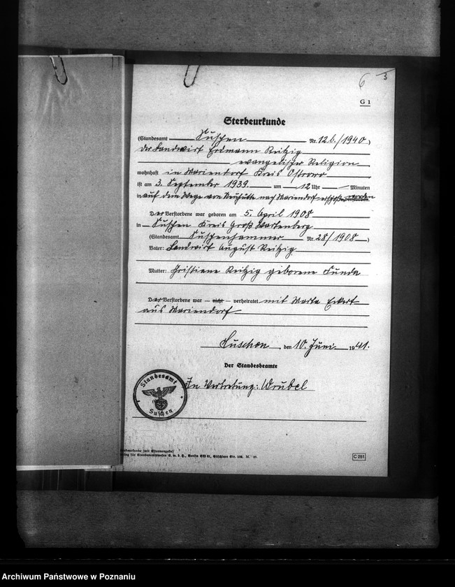 Obraz 10 z jednostki "Kreis Ostrowo (Ostrów Wielkopolski). Wykaz miejscowych Niemców, którzy zginęli w 1939 roku"