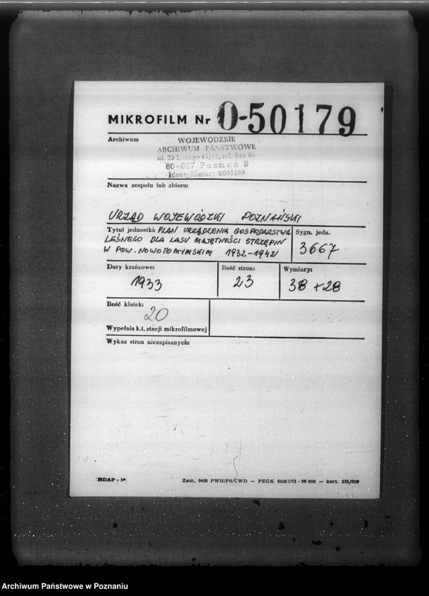 Obraz 2 z jednostki "Plan urządzenia gospodarstwa leśnego lasu majątku Strzępiń w powiecie nowotomyskim 1932-1942"