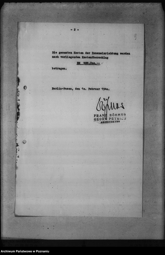 Obraz 13 z jednostki "Umbauten des Hotels de Rome in Posen, des Deutschen Schlosses, des Erholungsheimes der Reichsstatthalterei in Strohfelde, der Gauhalle und des Gauhotels"