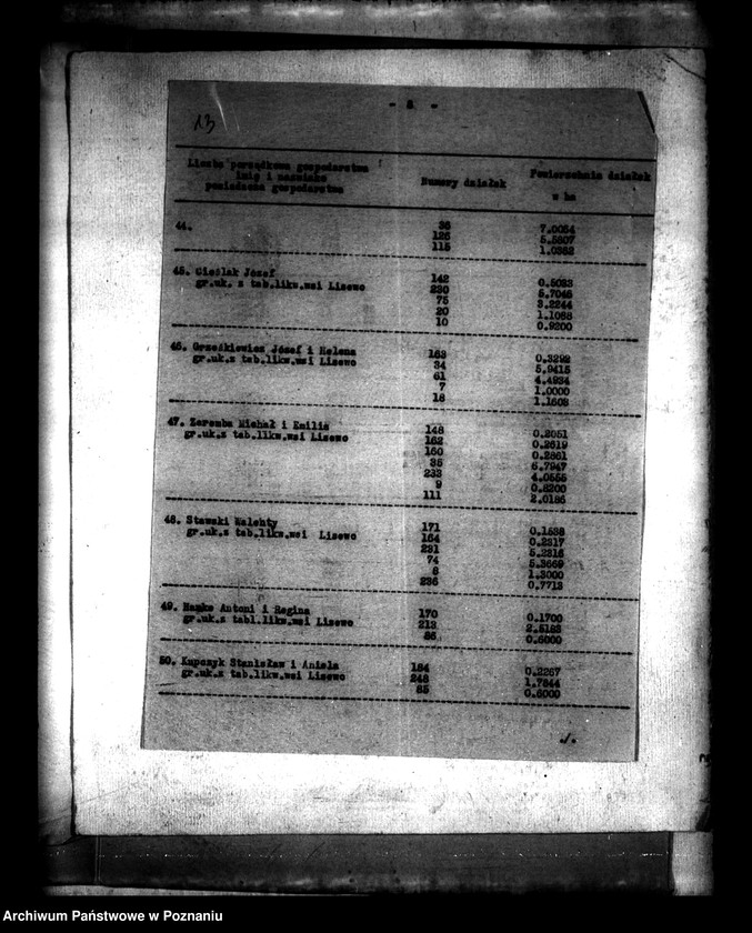 Obraz 17 z jednostki "Regulacja hipoteczna scalonych gruntów wsi Lisewo powiatu konińskiego"