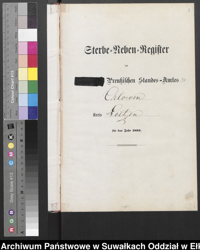 image.from.unit.number "Sterbe-Neben-Register des Preussischen Standes-Amtes Orlowen Kreis Loetzen für das Jahr 1893"