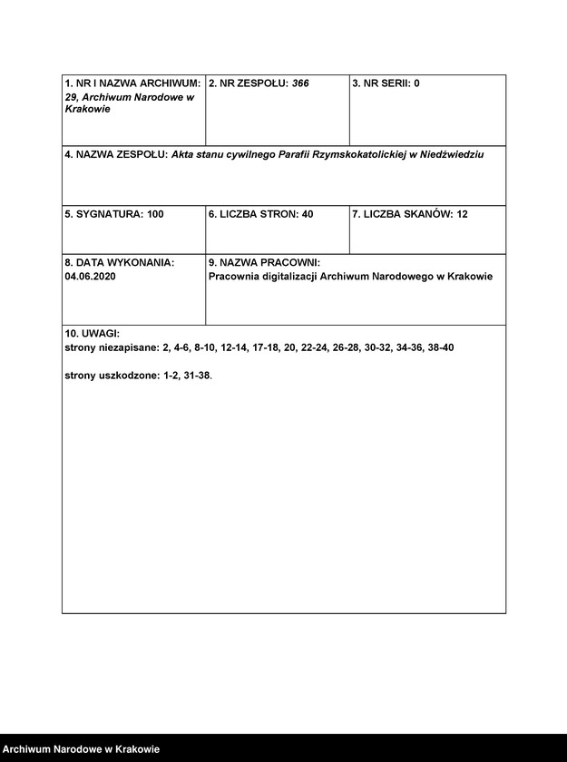 Obraz 2 z jednostki "Allegata do aktów stanu cywilnego parafii Niedźwiedź"