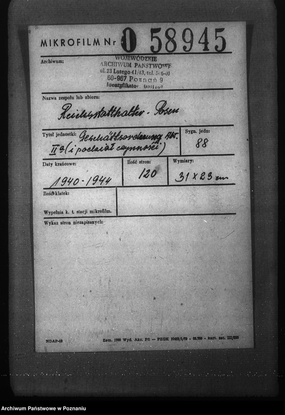 Obraz 2 z jednostki "Geschäftsordnung Abt. II a (i podział czynności)"