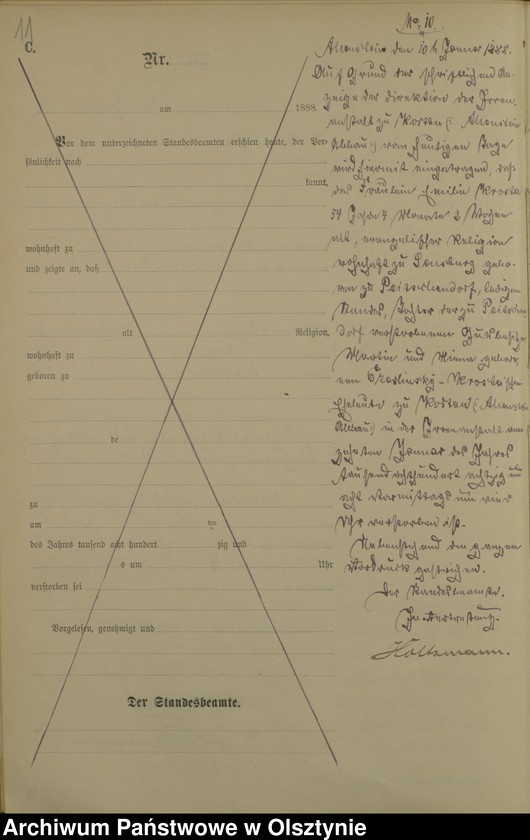 Obraz 13 z jednostki "Sterbe-Haupt-Register Tom I,2.01.1888 - 29.10.1888Nr 1 - 307"