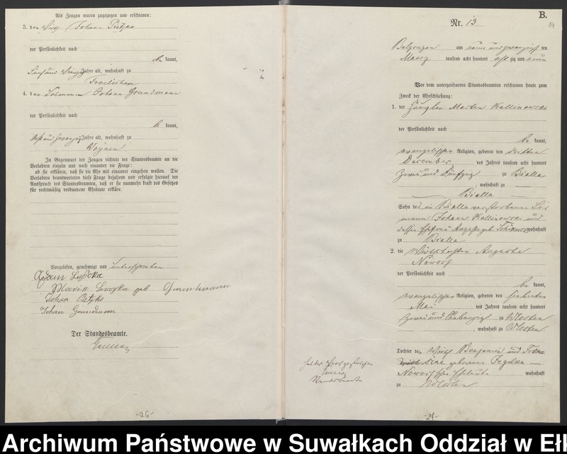 image.from.unit.number "Heiraths-Haupt-Register des Königlichen Preussischen Standes-Amtes Belzonzen Kreis Johannisburg"