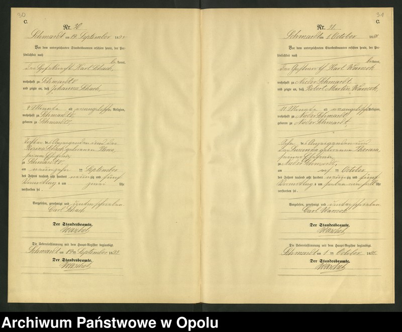 image.from.unit.number "Sterbe-Neben-Register Standesamts Schmardt pro 1895"