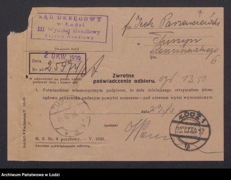 Obraz 9 z jednostki "Icek Parzęczewski – sprzedaż żelaza, sztucznych nawozów i opału"