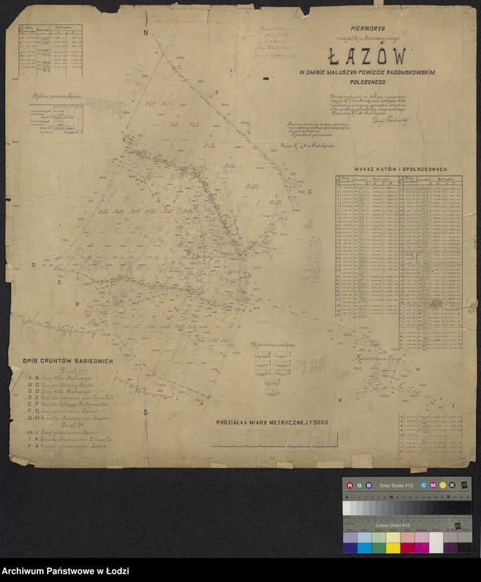 Obraz 1 z jednostki "Pierworys majątku donacyjnego Łazów w gminie Maluszyn ... położonego"