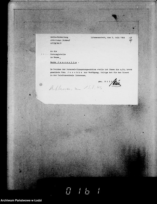 Obraz 11 z jednostki "Verschiedenes grün. [Korespondencja w sprawach personalnych; płace, zaszeregowania, urlopy, odznaczenia]"