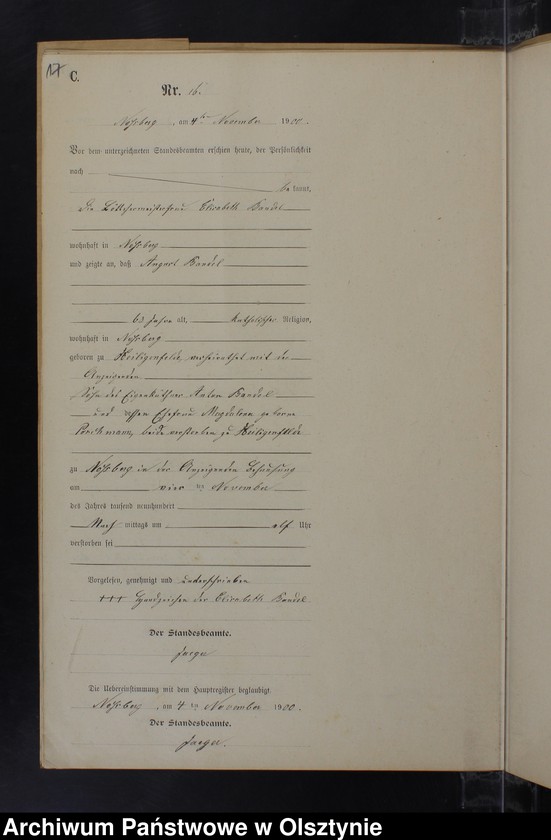 Obraz 19 z jednostki "Sterbe-Neben-Register Nr 1 - 19"