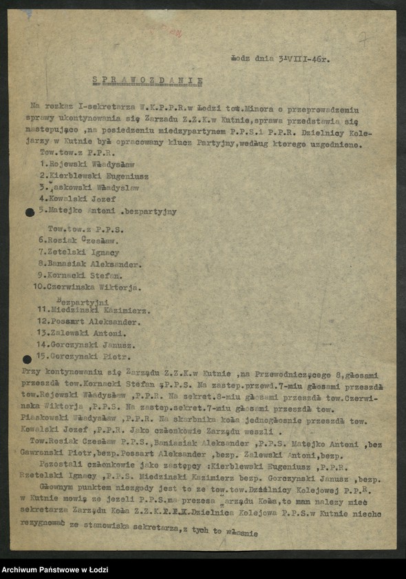 Obraz 8 z jednostki "Sprawozdania instruktorów [Wydziału] z wyjazdów w teren"