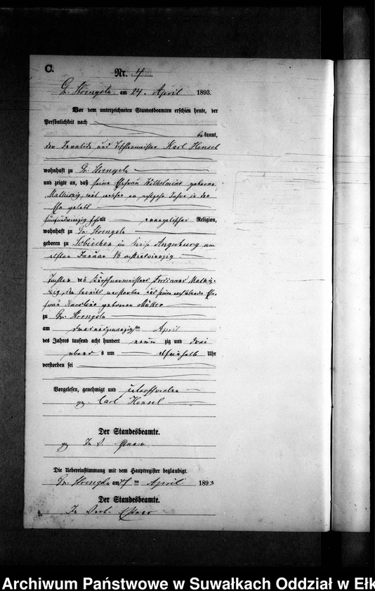 image.from.unit.number "Sterbe-Neben-Register des Preussischen Standes-Amtes Gr. Strengeln Kreis Angerburg"