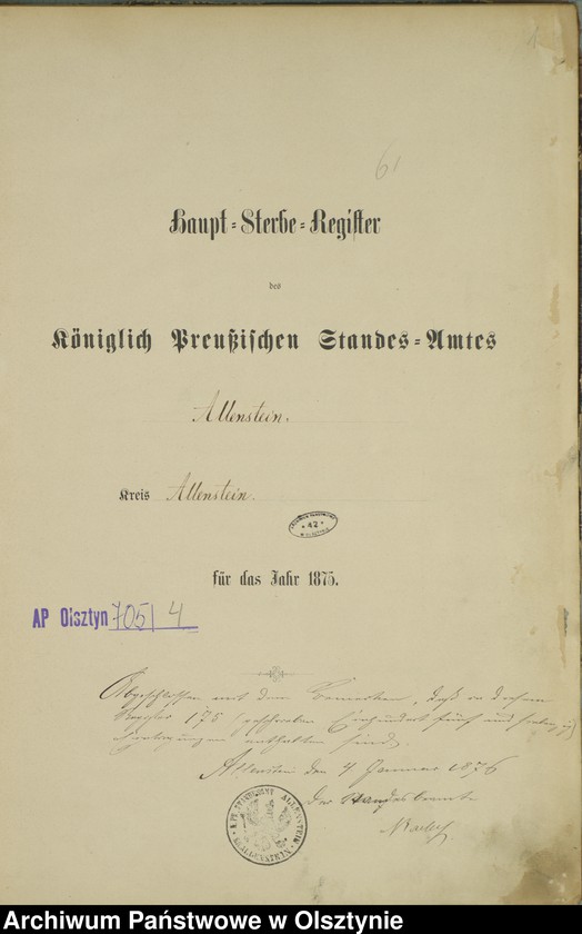 image.from.unit.number "Haupt-Sterbe-Register Nr 1 - 175"