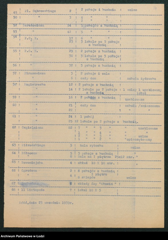 Obraz 17 z jednostki "[Akta V-go Komisariatu Milicji Obywatelskiej - pokwitowania i spisy oddanej broni, spisy wolnych lokali, rowerów i motocykli]"