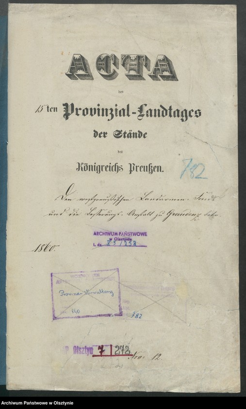 image.from.unit.number "Acta des 15ten Provinzial-Landtages der Stände des Königreichs Preußen. Den Westpreussischen Landarmen-Fonds und die Besserungs-Anstalt zu Graudenz [Grudziądz]"