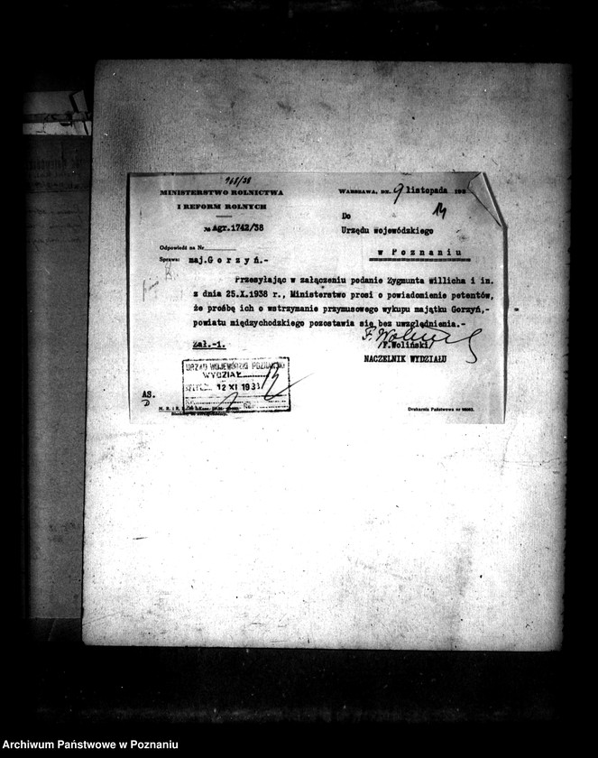 Obraz 18 z jednostki "Majątek Gorzyń powiatu międzychodzkiego wyłączenie z art. 5 ustawy o reformie rolnej"