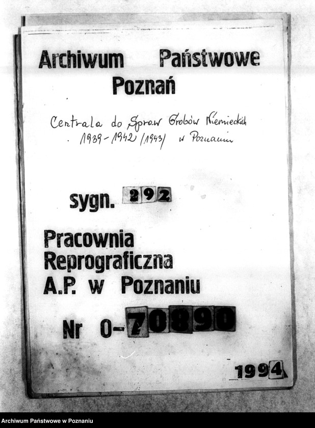 Obraz 1 z jednostki "Korespondencja w sprawie miejscowych Niemców, którzy zginęli w 1939 roku L - Z"
