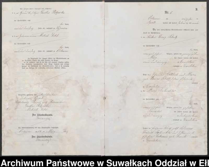 image.from.unit.number "Heiraths-Neben-Register des Preussischen Standes-Amtes Orlowen Kreis Loetzen"