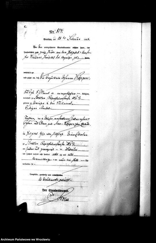 image.from.unit.number "Sterbe-Haupt-Register Breslau I 1888 Band 3"