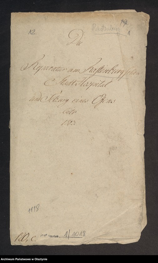 image.from.unit.number "Die Reparatur am Rastenburgschen Stadt Hospital und Setzung eines Ofens"