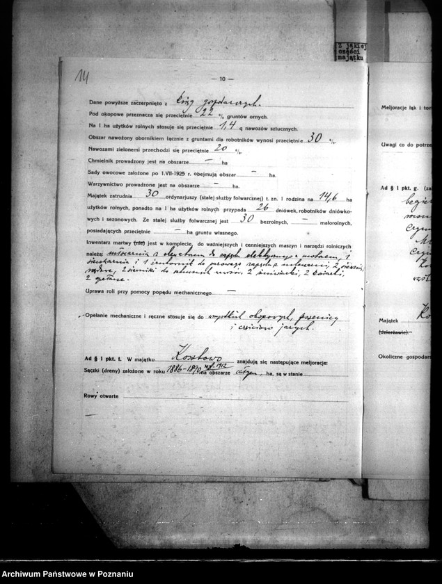 Obraz 18 z jednostki "Majątek Kosztowo powiatu wyrzyskiego /wyłączenie z art. 4 ustawy o wykonaniu reformy rolnej"